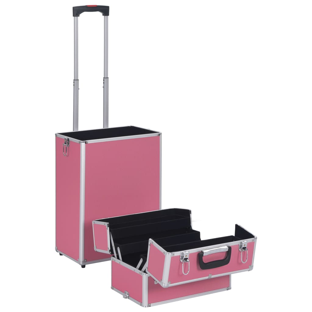 makeup trolley, aluminum, pink