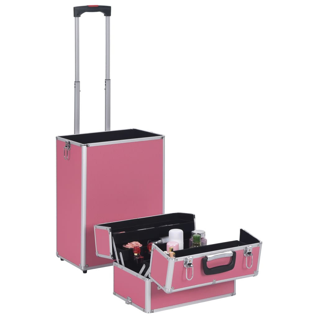 makeup trolley, aluminum, pink