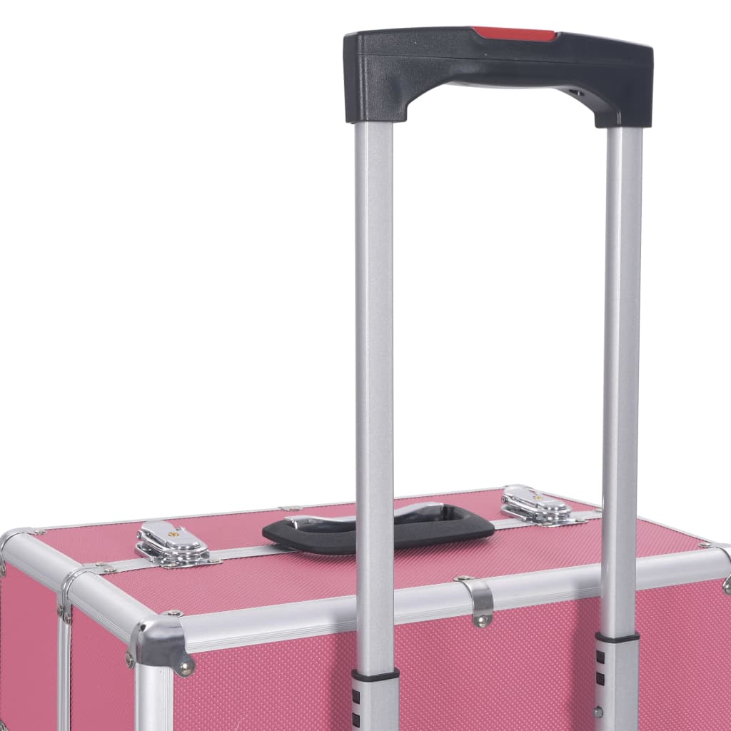 makeup trolley, aluminum, pink