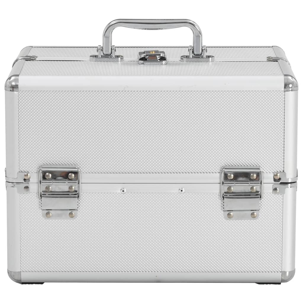 makeup case, 22 x 30 x 21 cm, silver, aluminum