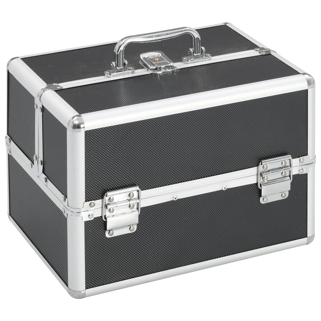 makeup case, 22 x 30 x 21 cm, black, aluminum