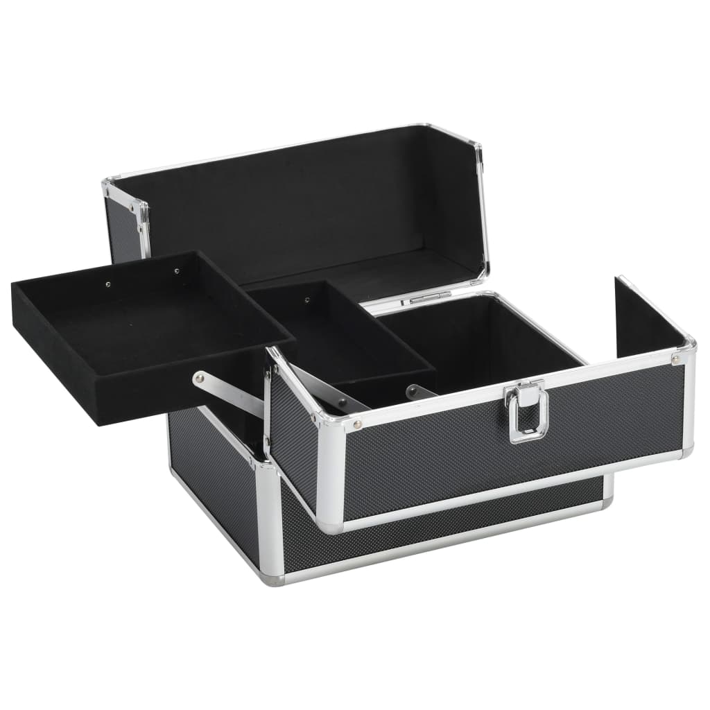 makeup case, 22 x 30 x 21 cm, black, aluminum