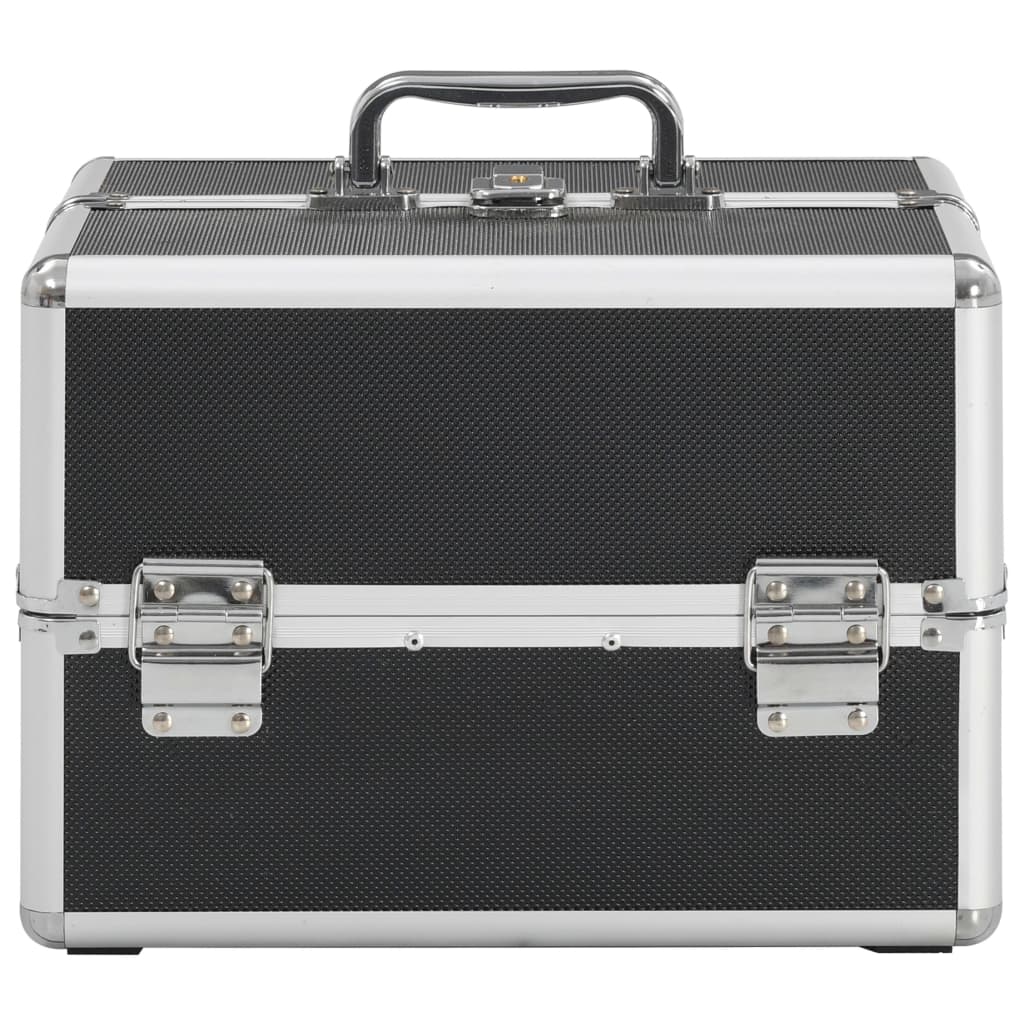 makeup case, 22 x 30 x 21 cm, black, aluminum