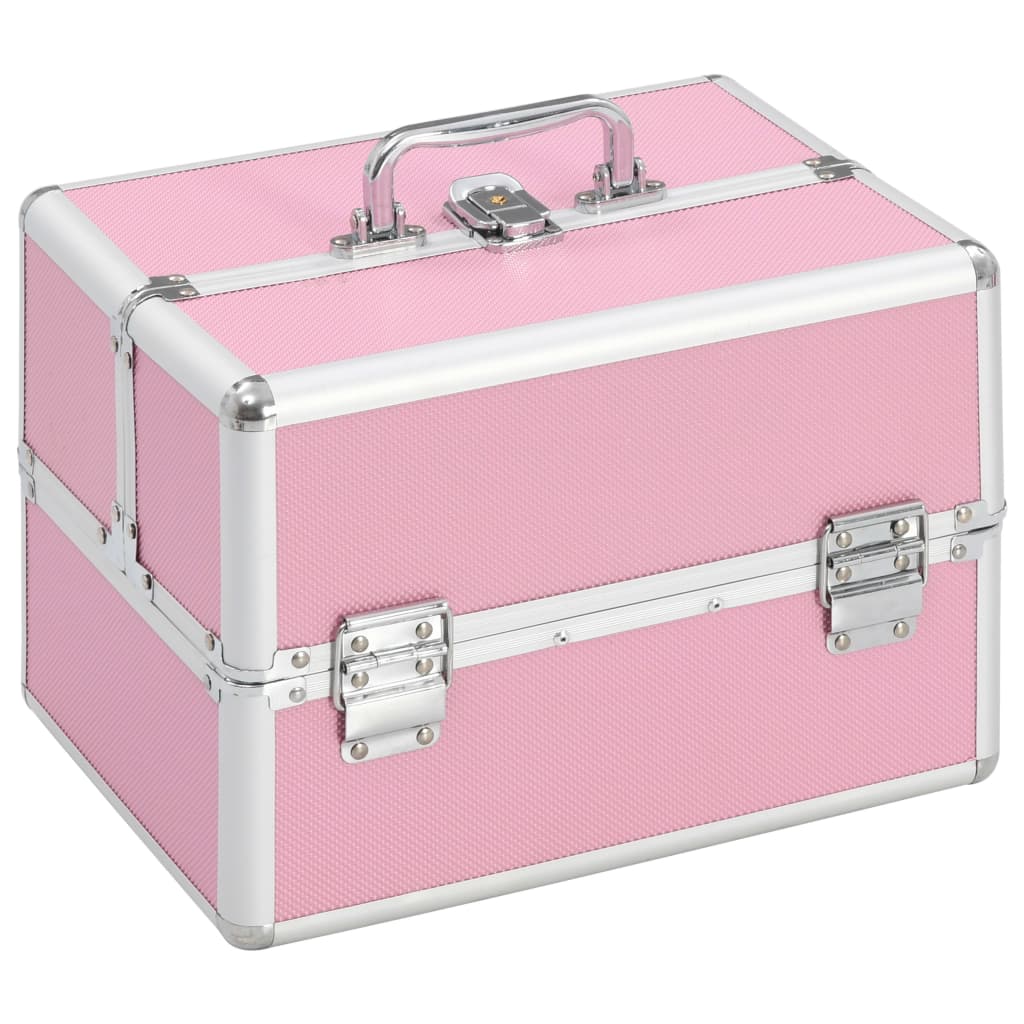 makeup case, 22 x 30 x 21 cm, pink, aluminum