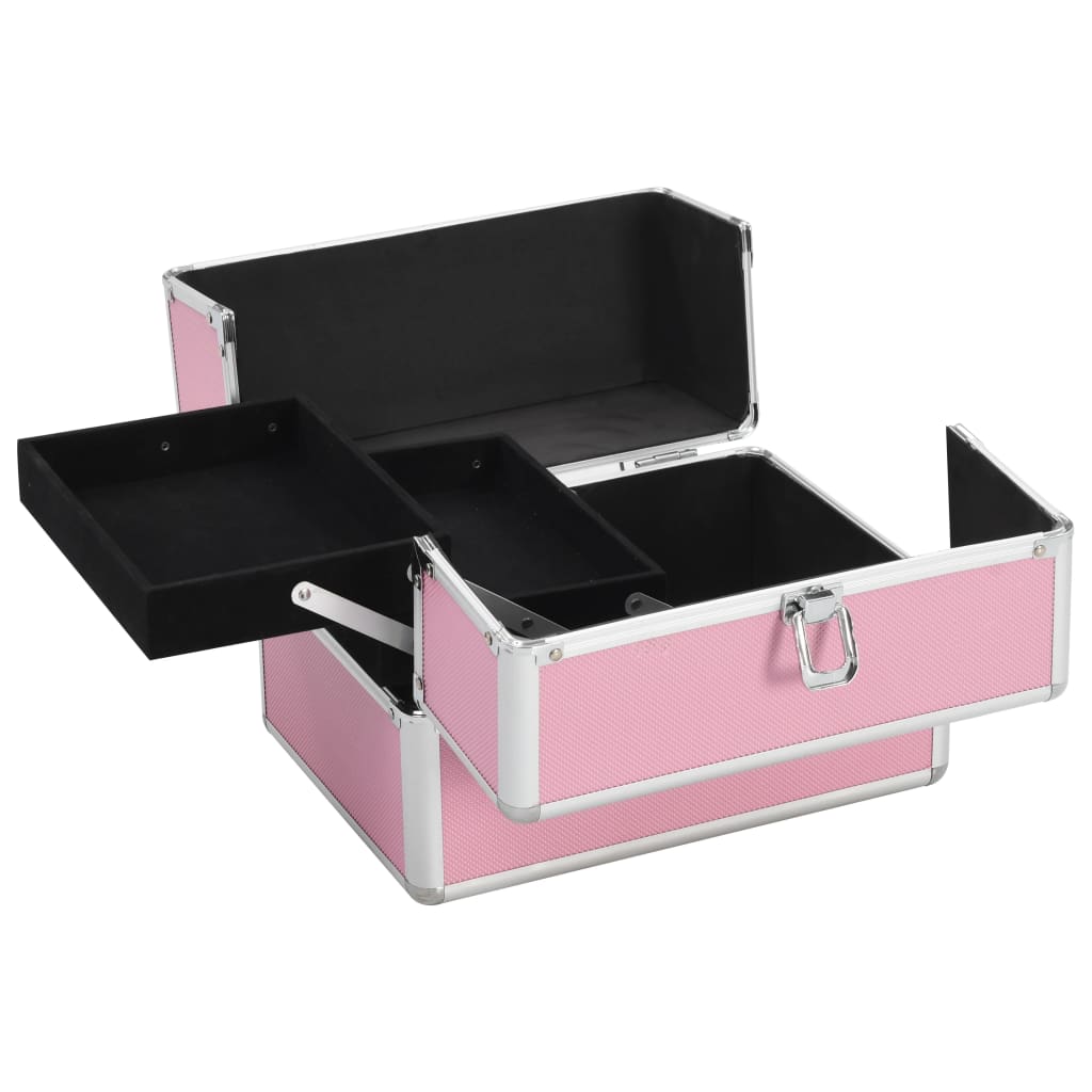 makeup case, 22 x 30 x 21 cm, pink, aluminum