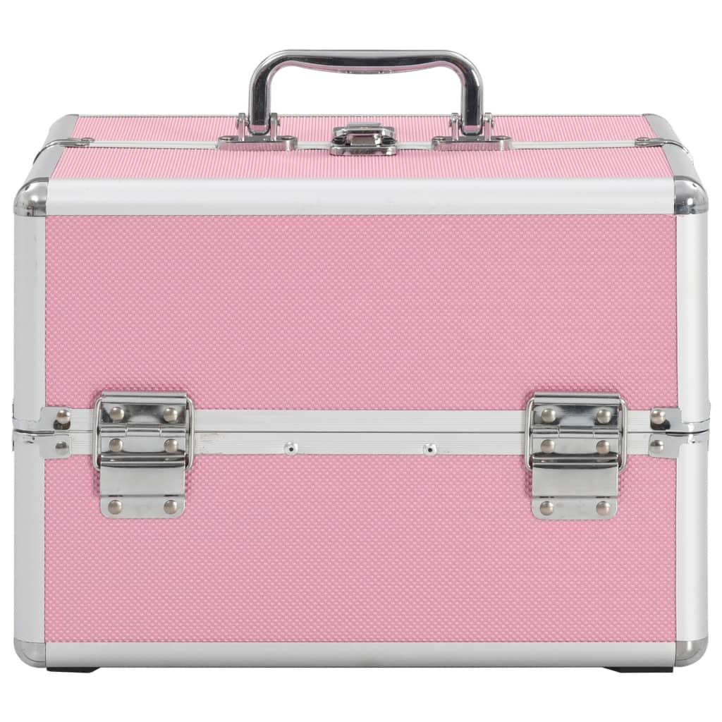 makeup case, 22 x 30 x 21 cm, pink, aluminum