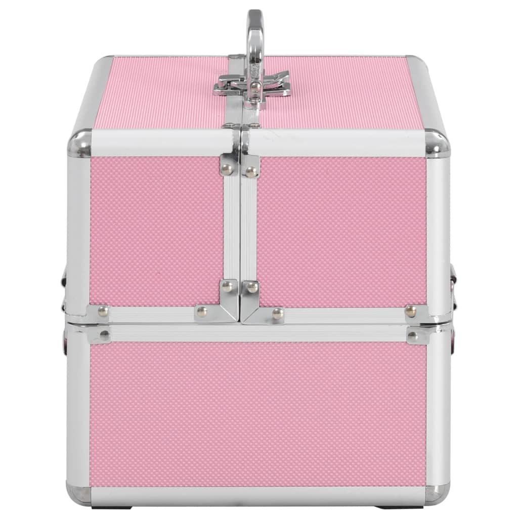 makeup case, 22 x 30 x 21 cm, pink, aluminum