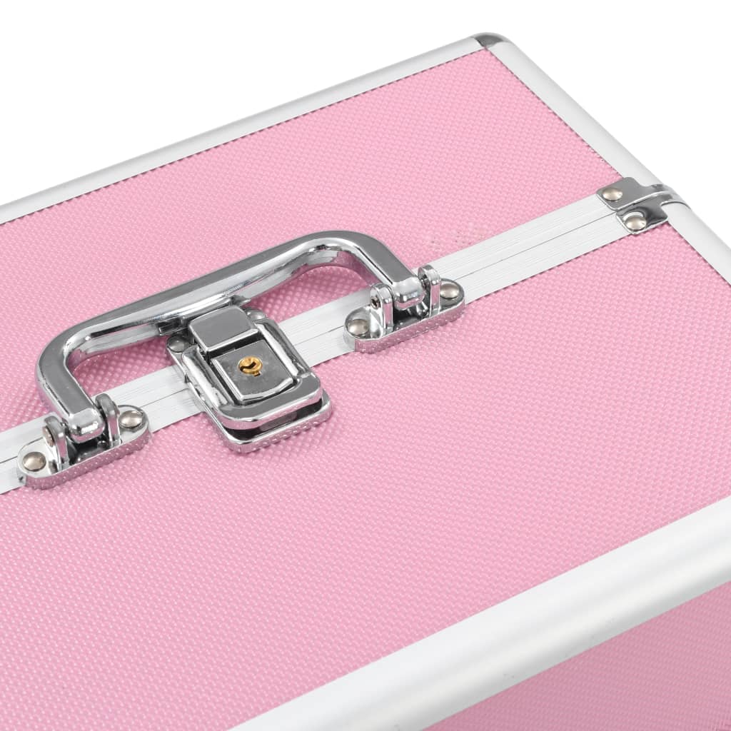 makeup case, 22 x 30 x 21 cm, pink, aluminum