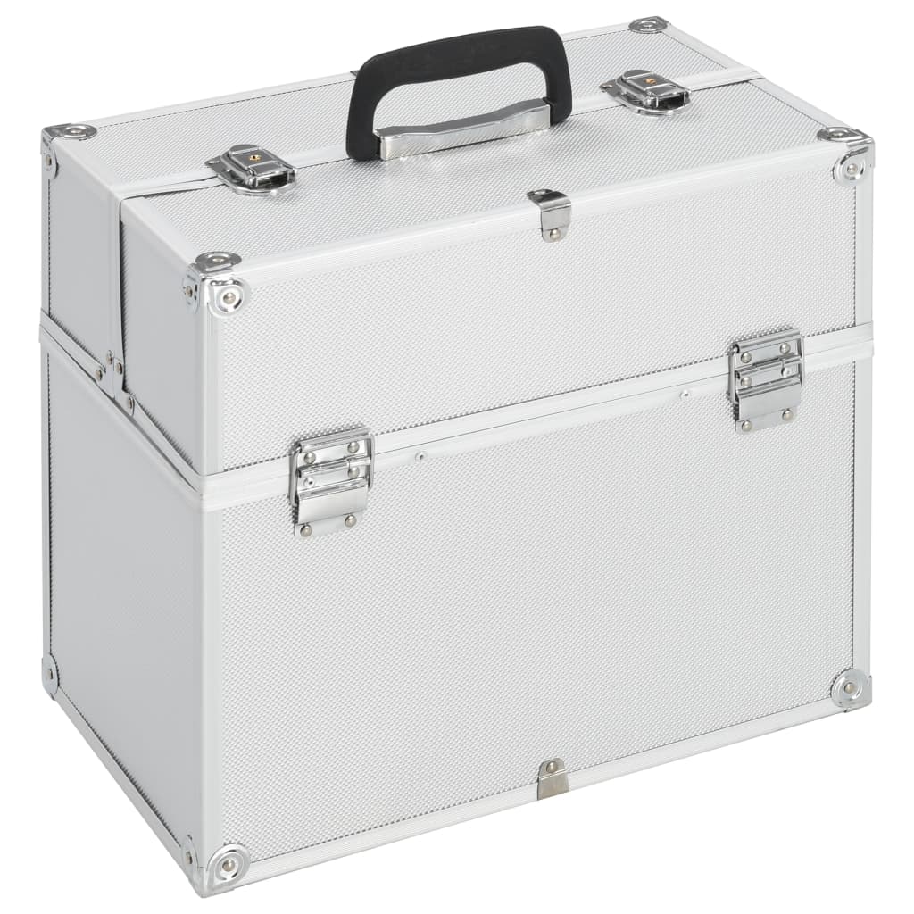 makeup case, 38x23x34 cm, silver, aluminum