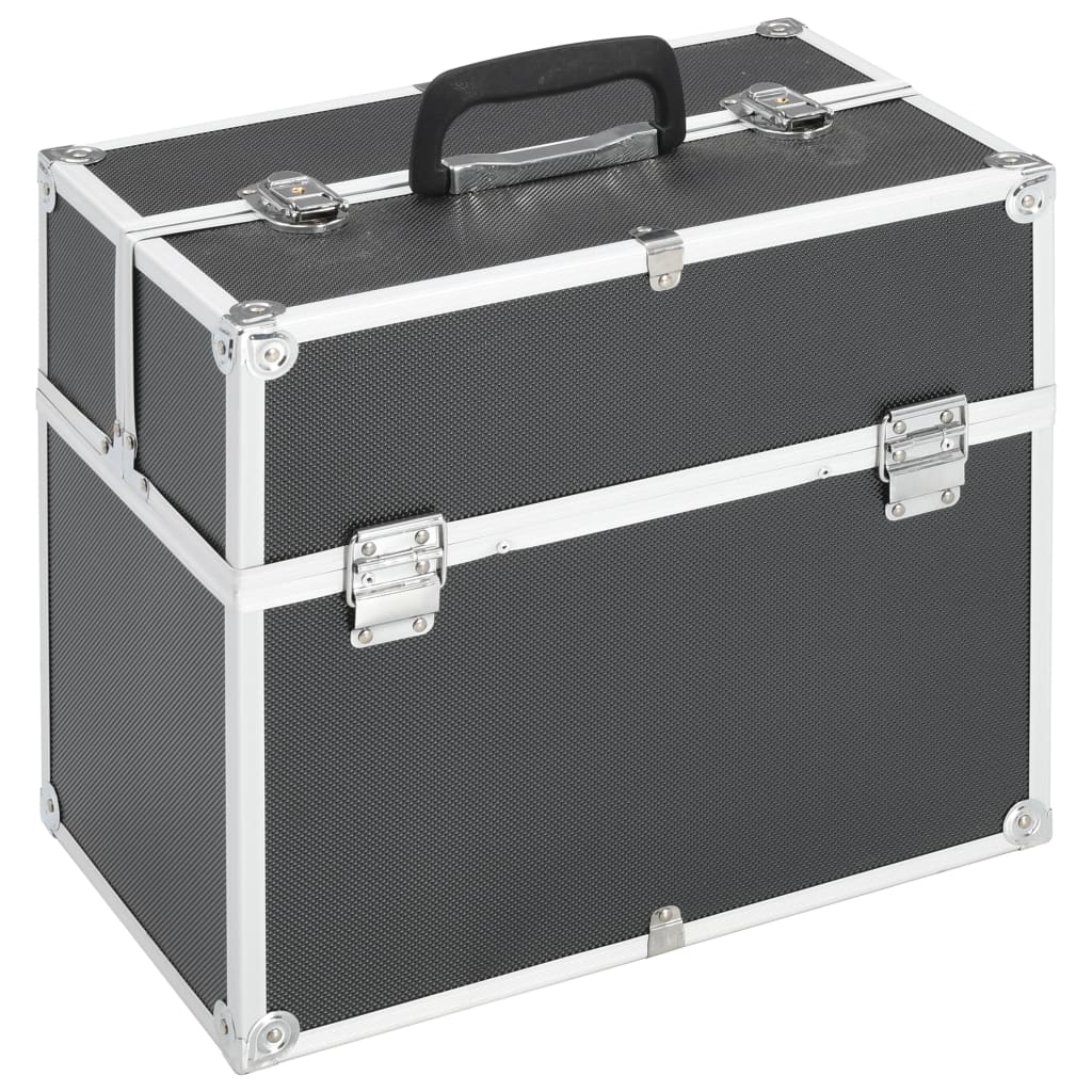 makeup case, 37 x 24 x 35 cm, black, aluminum