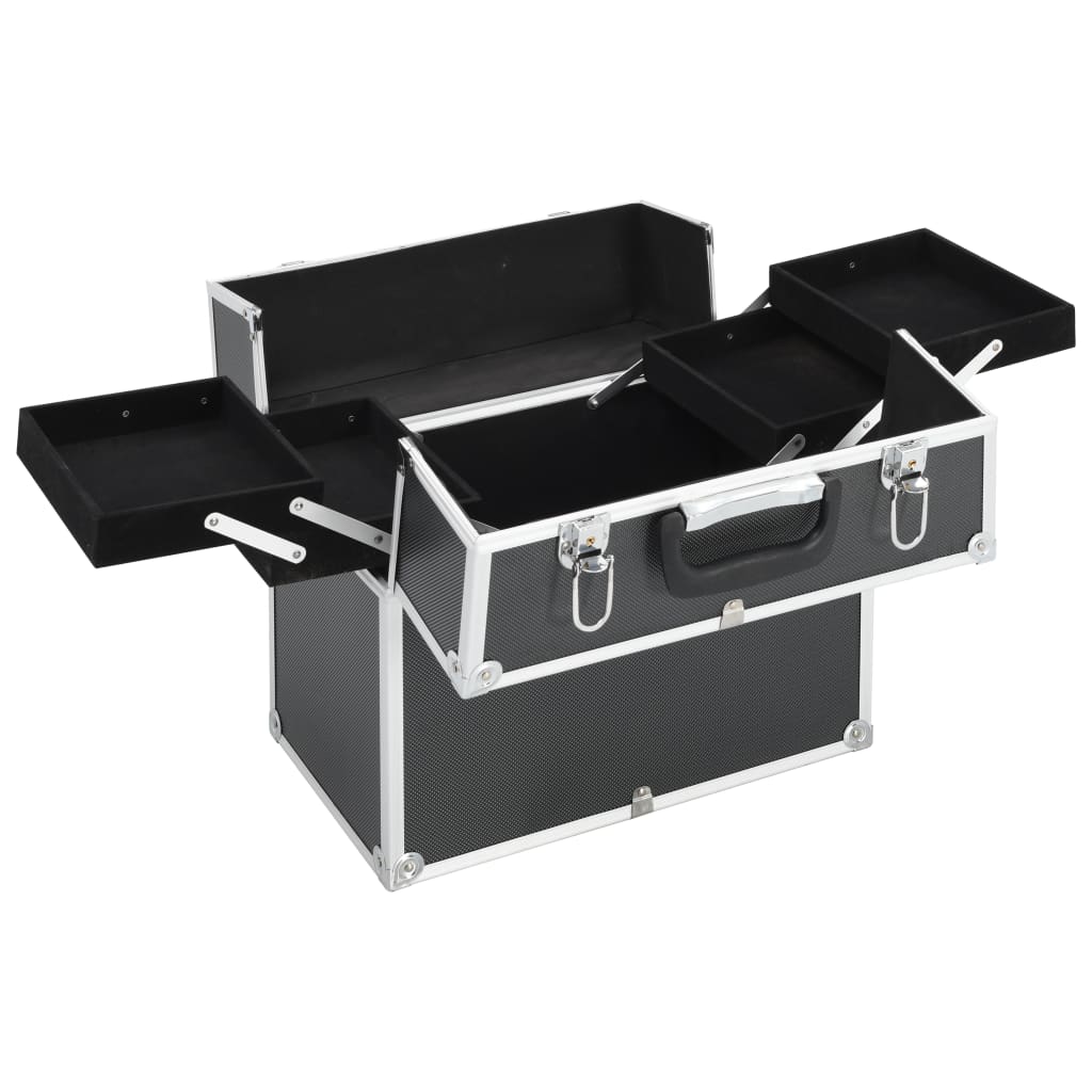 makeup case, 37 x 24 x 35 cm, black, aluminum