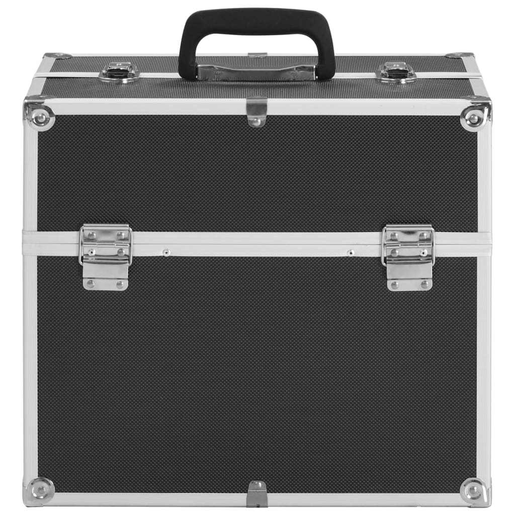 makeup case, 37 x 24 x 35 cm, black, aluminum