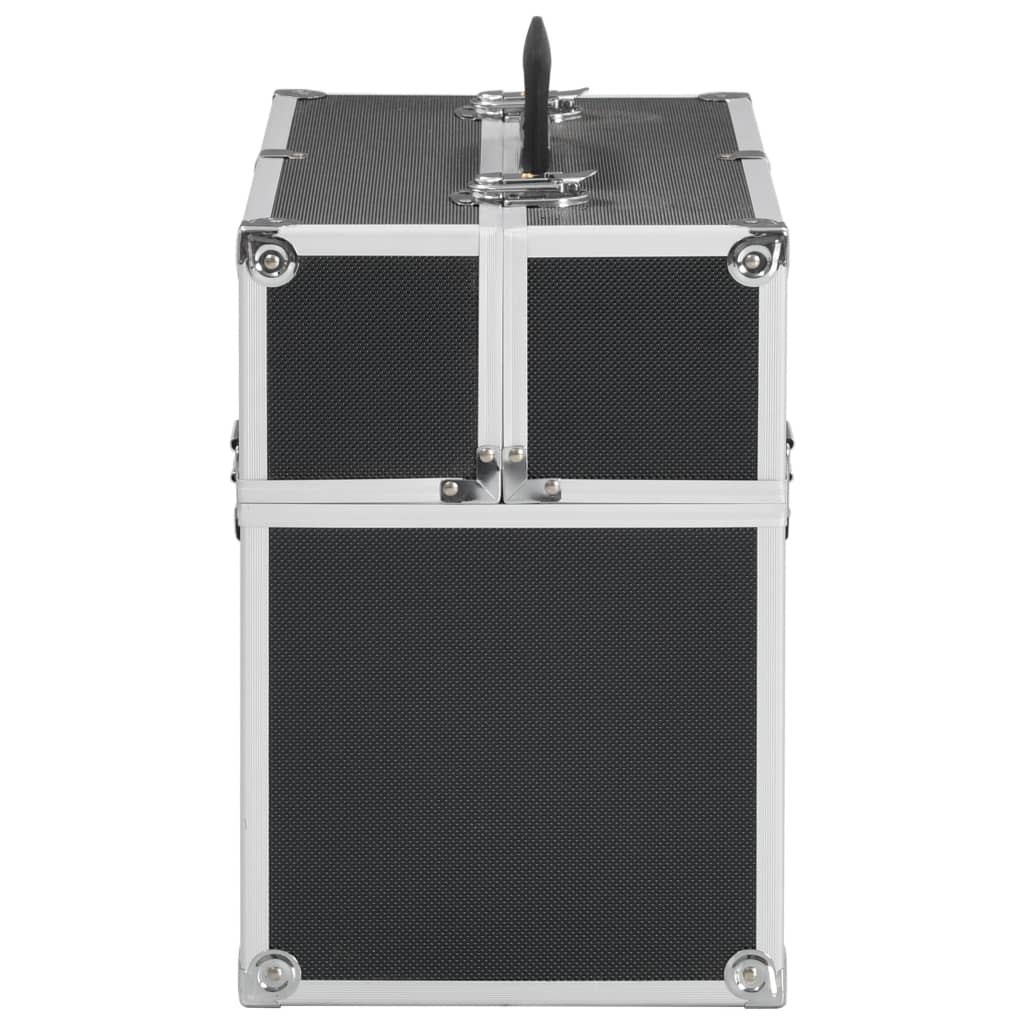 makeup case, 37 x 24 x 35 cm, black, aluminum