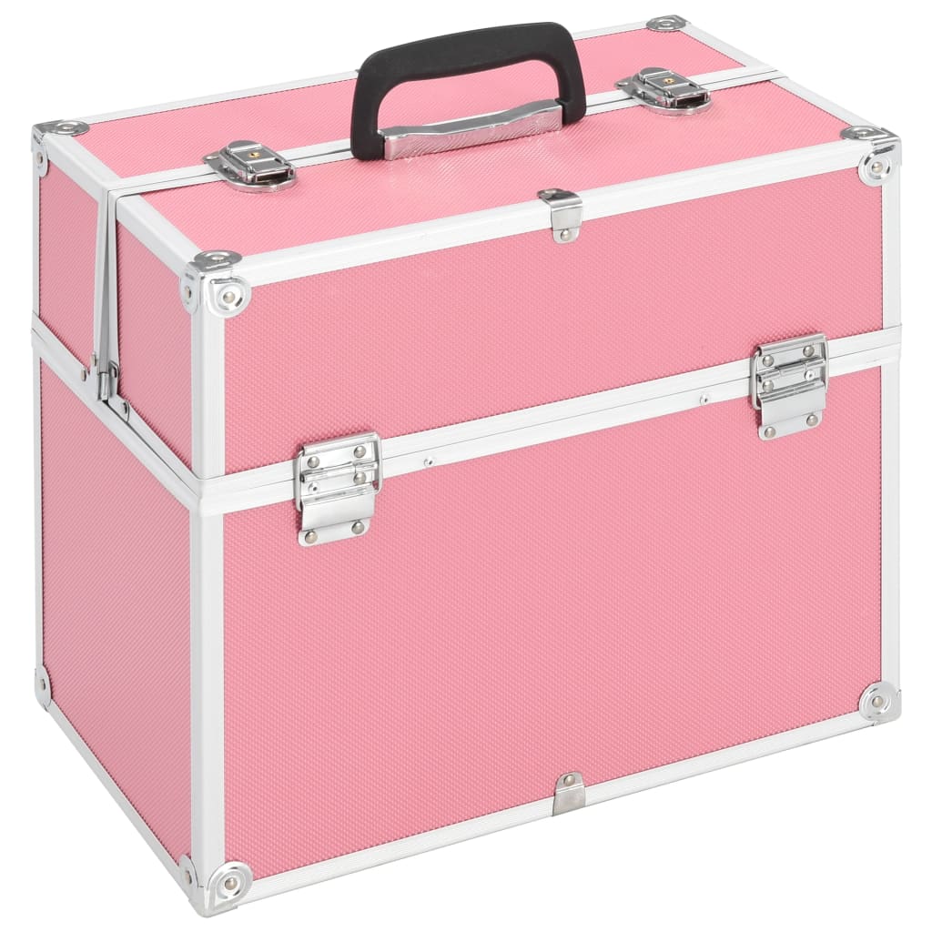 makeup case, 37 x 24 x 35 cm, pink, aluminum