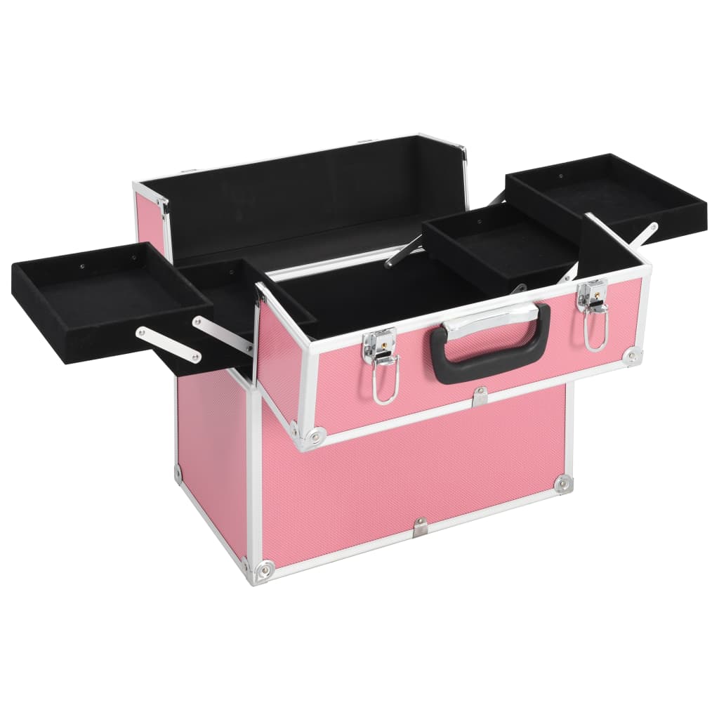 makeup case, 37 x 24 x 35 cm, pink, aluminum