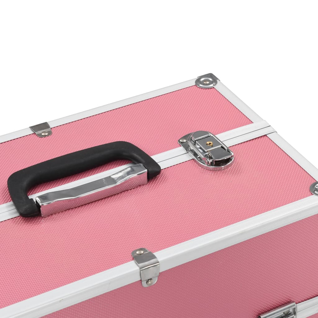 makeup case, 37 x 24 x 35 cm, pink, aluminum