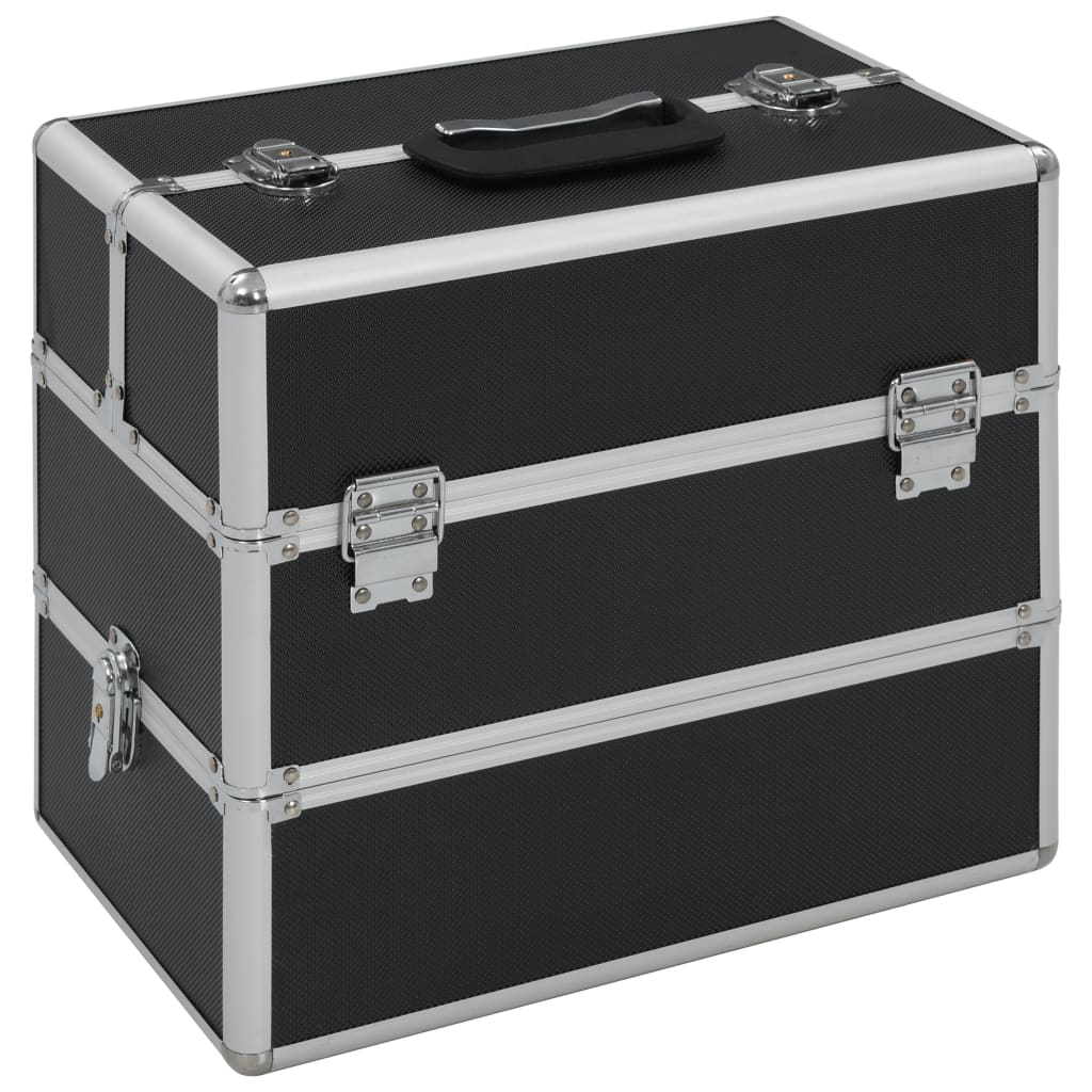 makeup case, 37 x 24 x 35 cm, black, aluminum