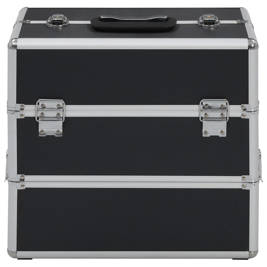 makeup case, 37 x 24 x 35 cm, black, aluminum