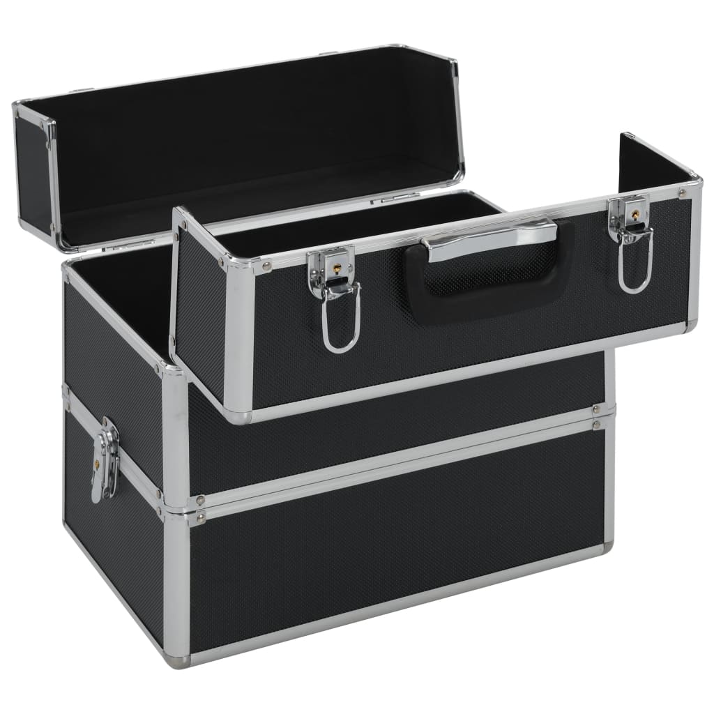 makeup case, 37 x 24 x 35 cm, black, aluminum