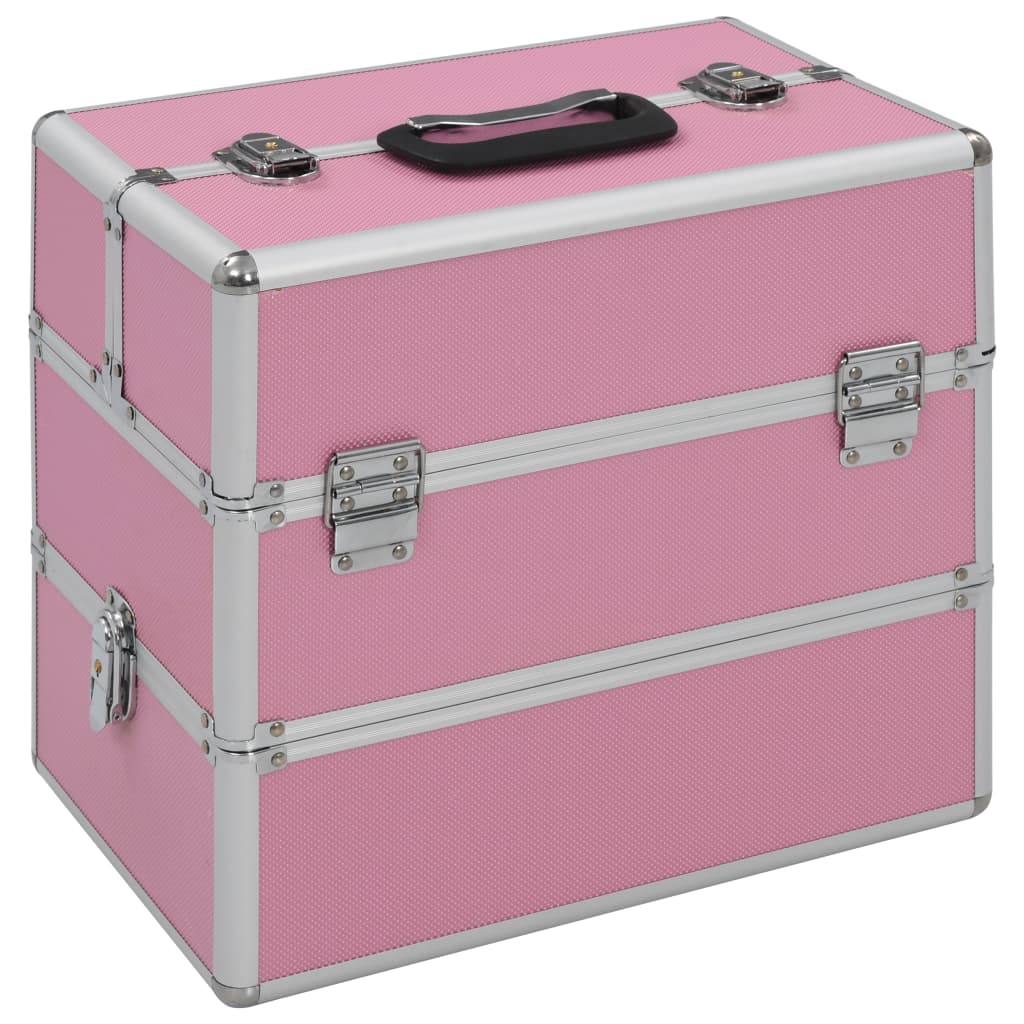 makeup case, 37 x 24 x 35 cm, pink, aluminum