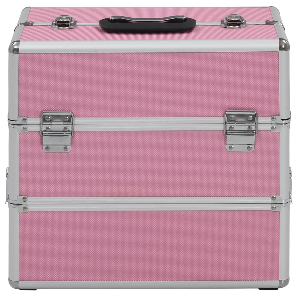 makeup case, 37 x 24 x 35 cm, pink, aluminum