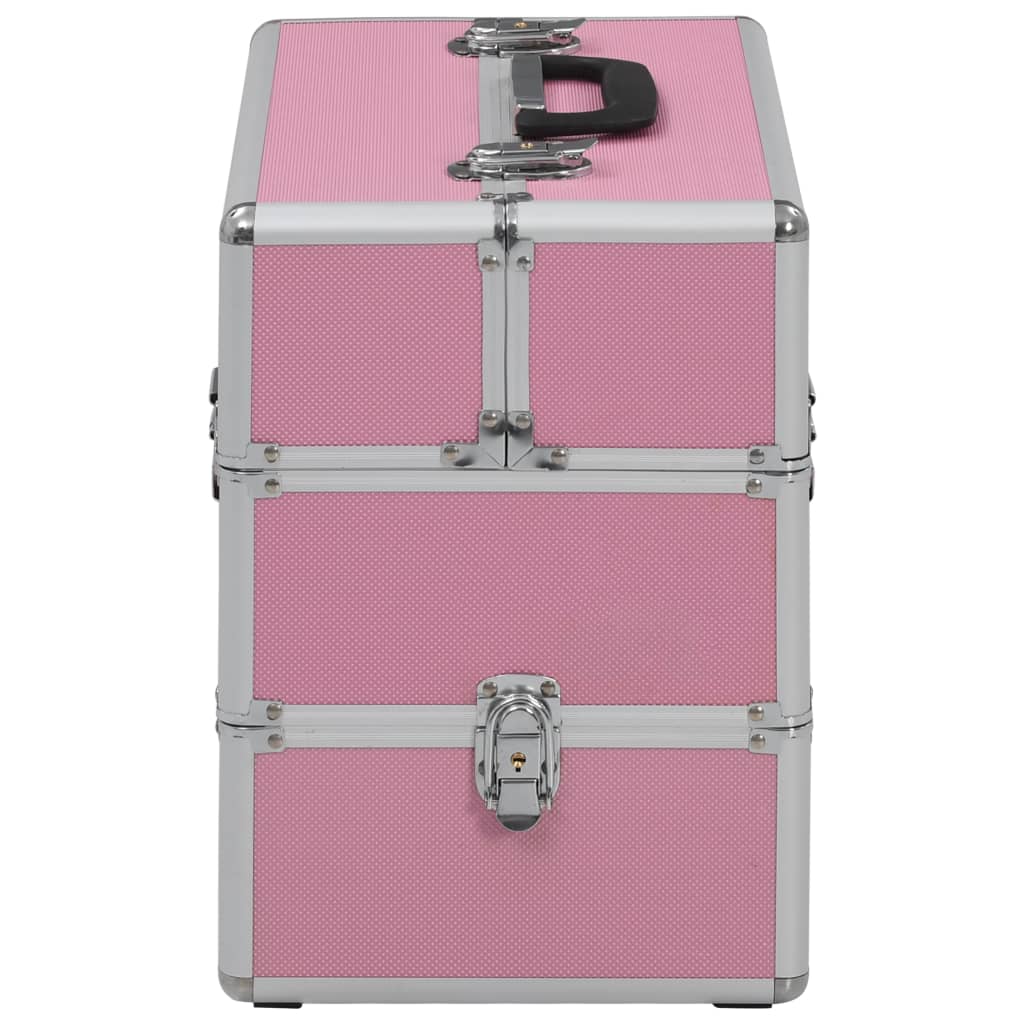 makeup case, 37 x 24 x 35 cm, pink, aluminum