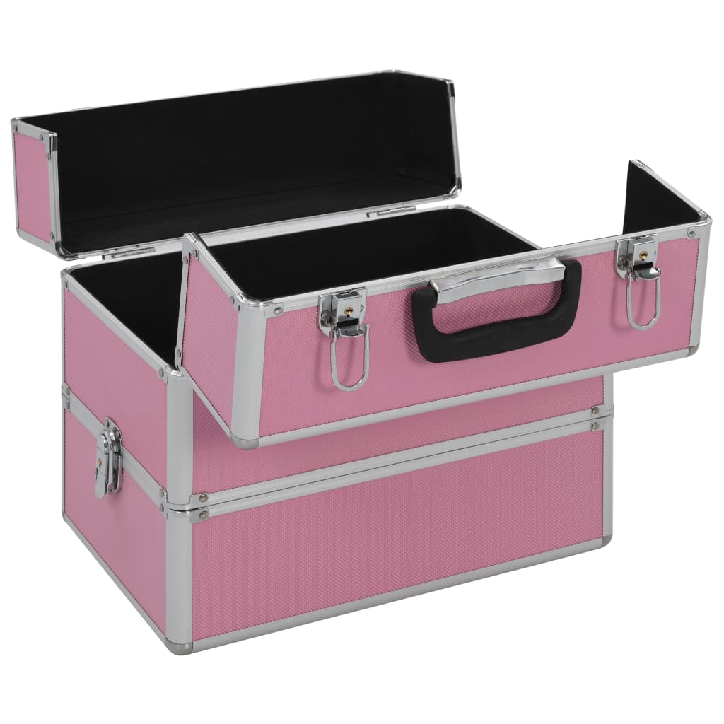 makeup case, 37 x 24 x 35 cm, pink, aluminum