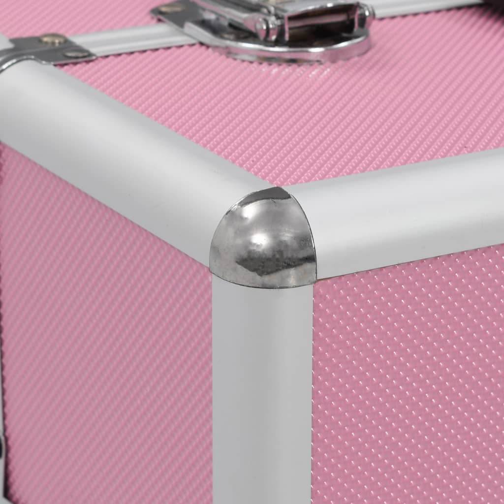 makeup case, 37 x 24 x 35 cm, pink, aluminum