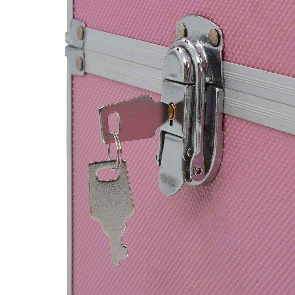 makeup case, 37 x 24 x 35 cm, pink, aluminum