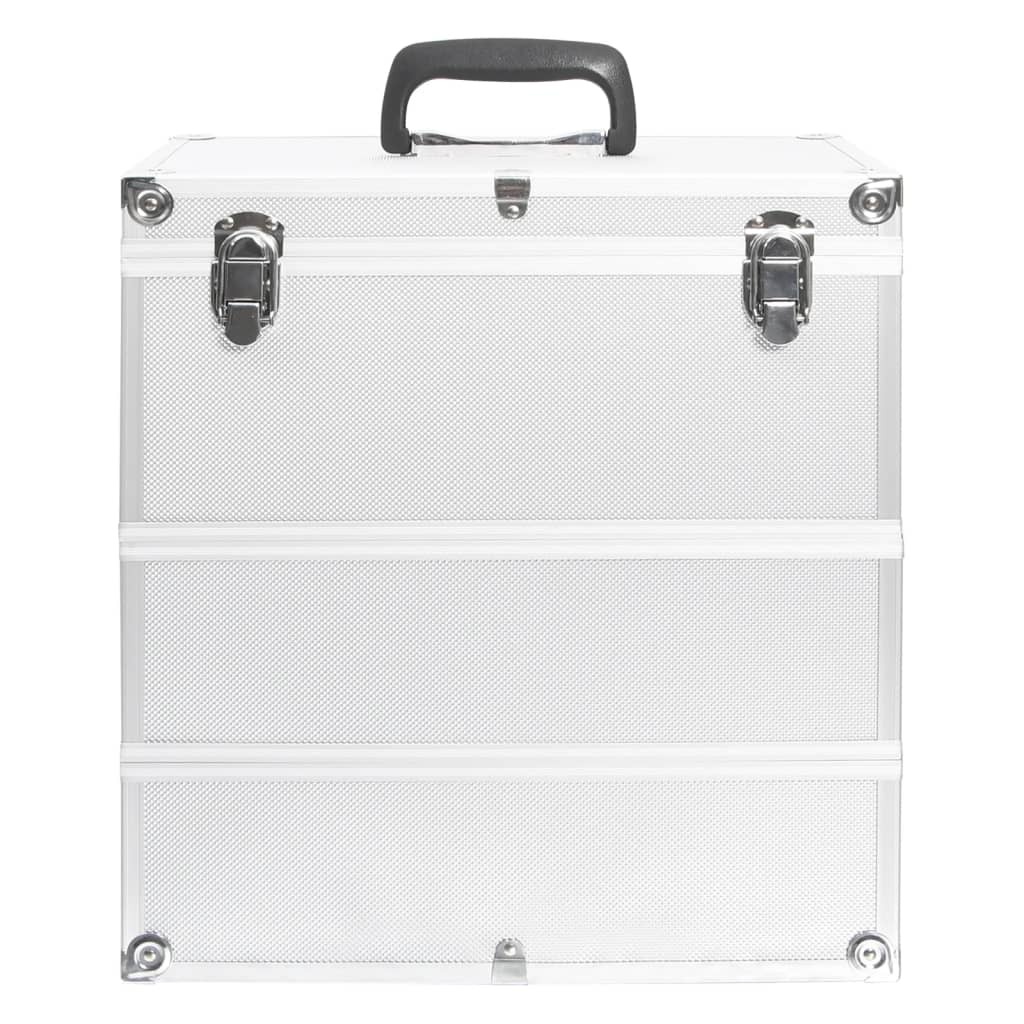 makeup case, 37 x 24 x 40 cm, silver, aluminum