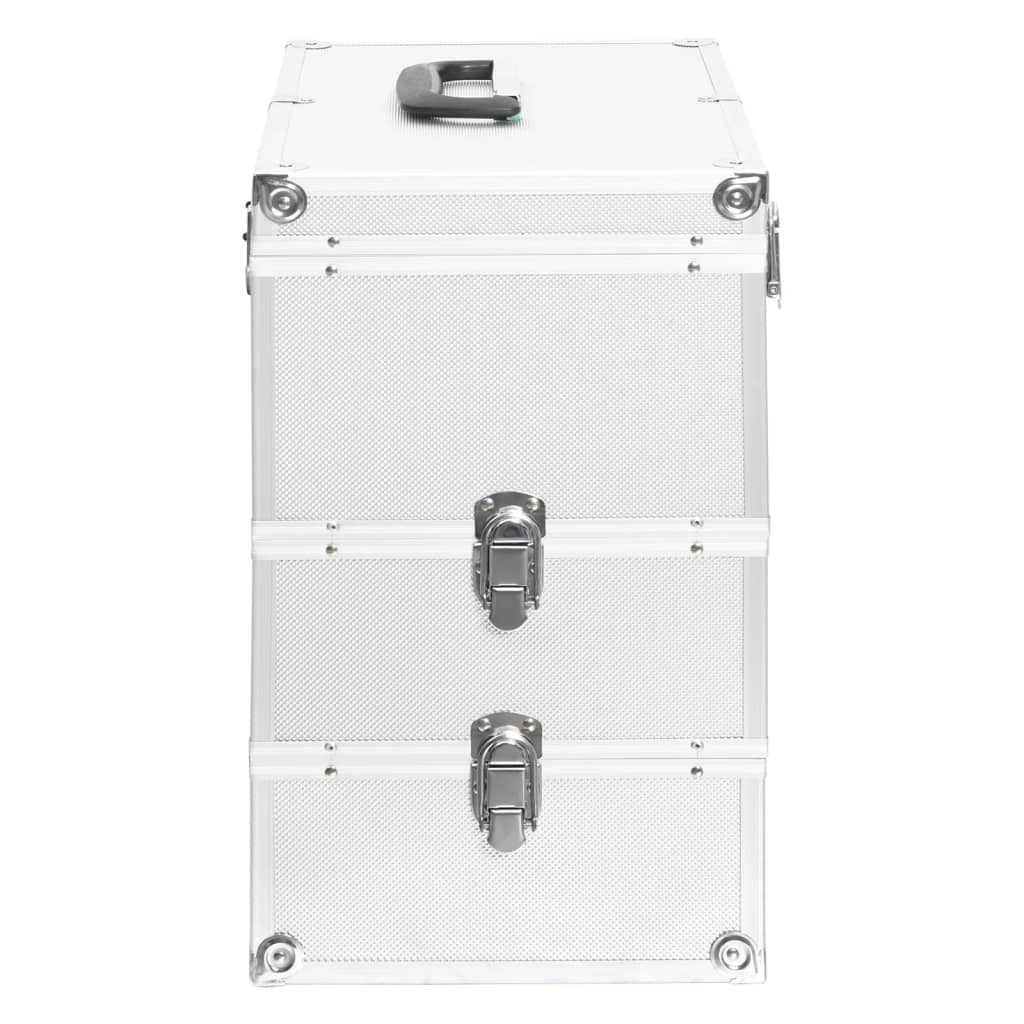 makeup case, 37 x 24 x 40 cm, silver, aluminum