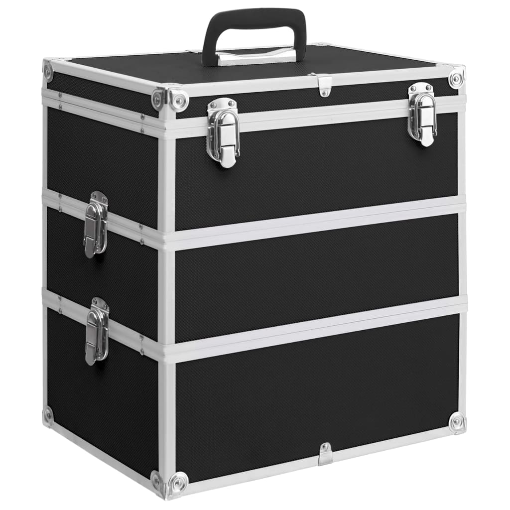 makeup case, 37 x 24 x 40 cm, black, aluminum