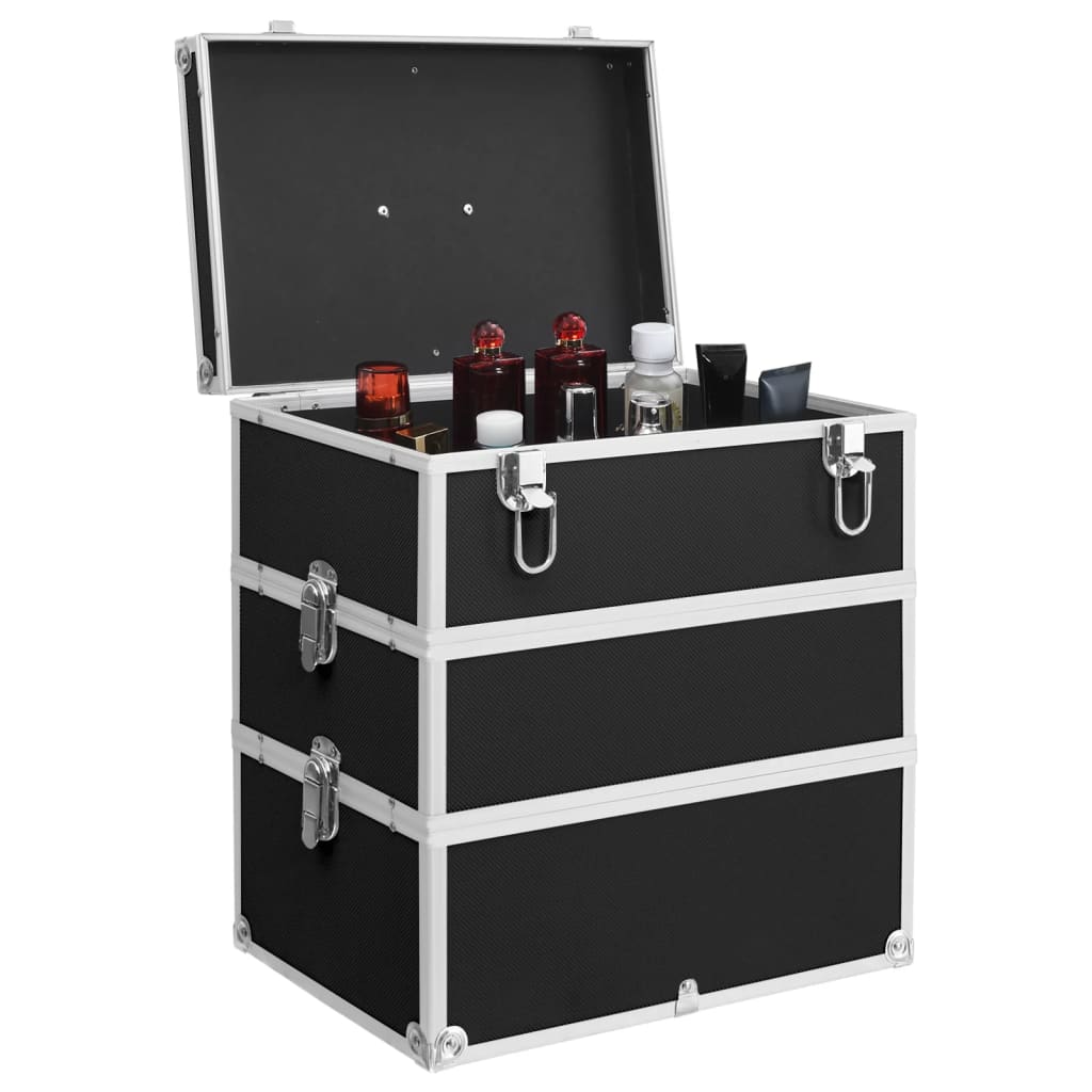 makeup case, 37 x 24 x 40 cm, black, aluminum