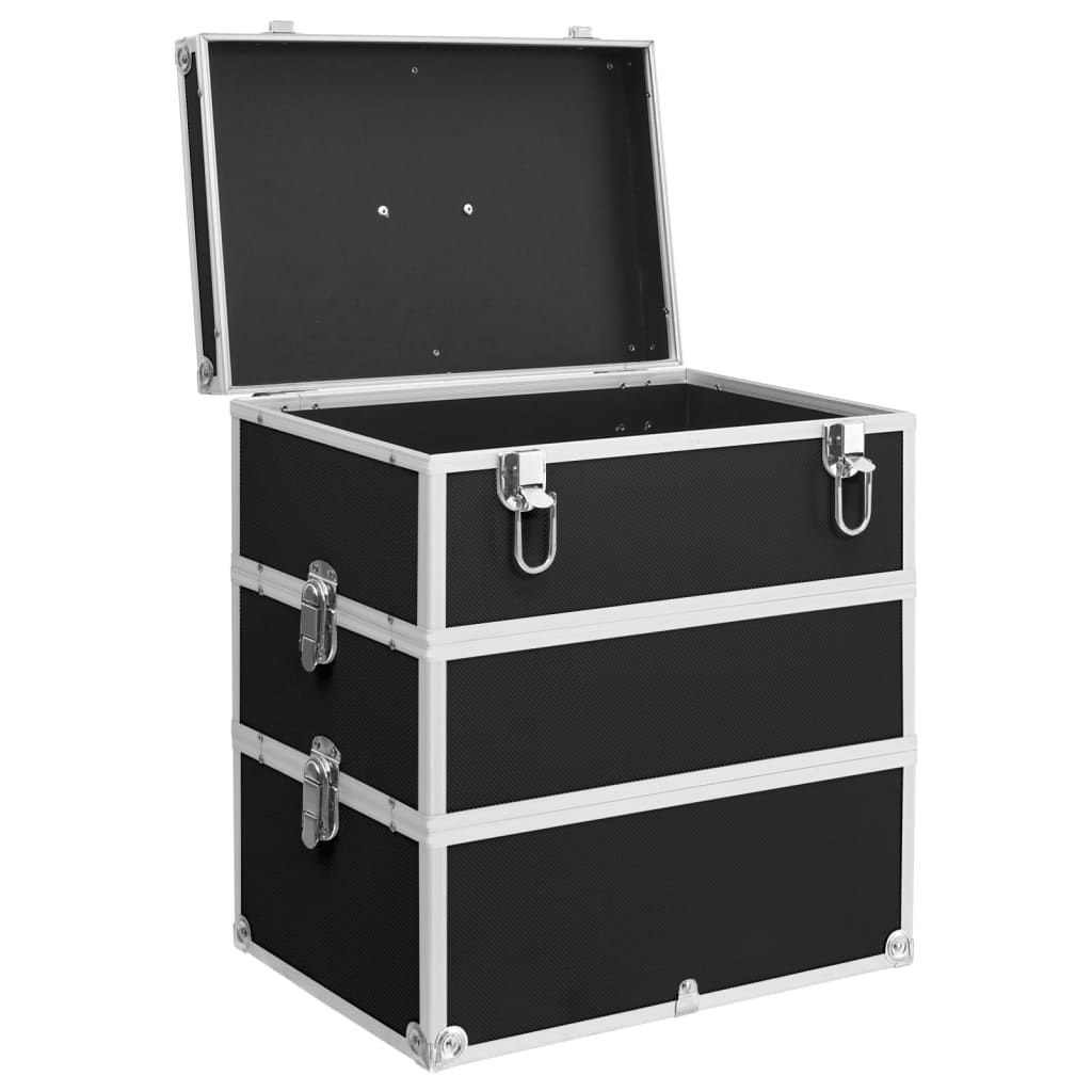 makeup case, 37 x 24 x 40 cm, black, aluminum