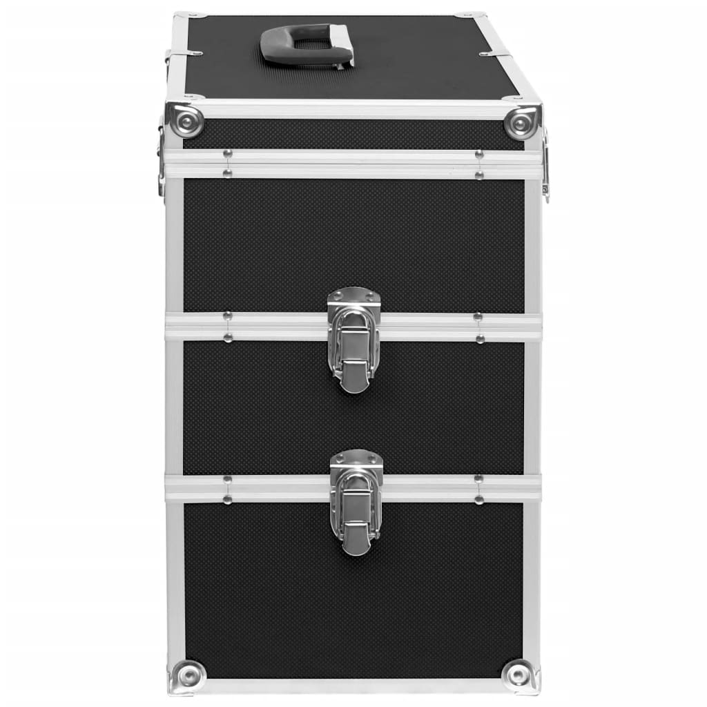 makeup case, 37 x 24 x 40 cm, black, aluminum