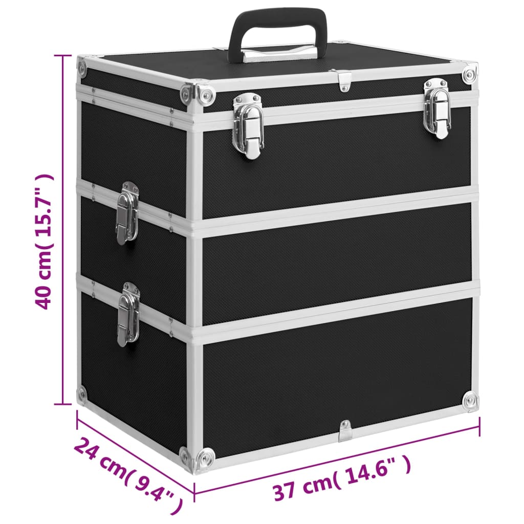 makeup case, 37 x 24 x 40 cm, black, aluminum