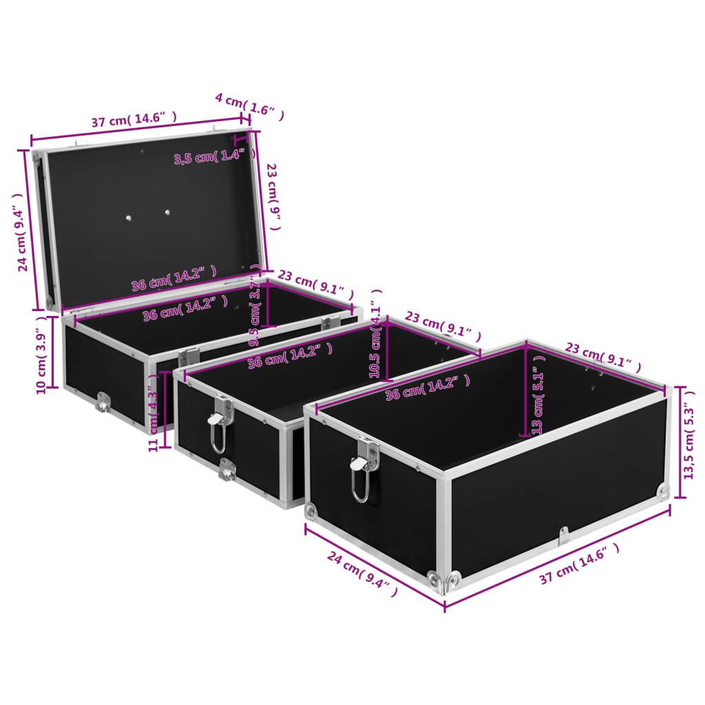 makeup case, 37 x 24 x 40 cm, black, aluminum