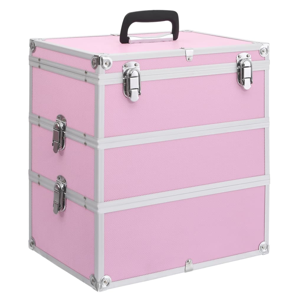 makeup case, 37 x 24 x 40 cm, pink, aluminum