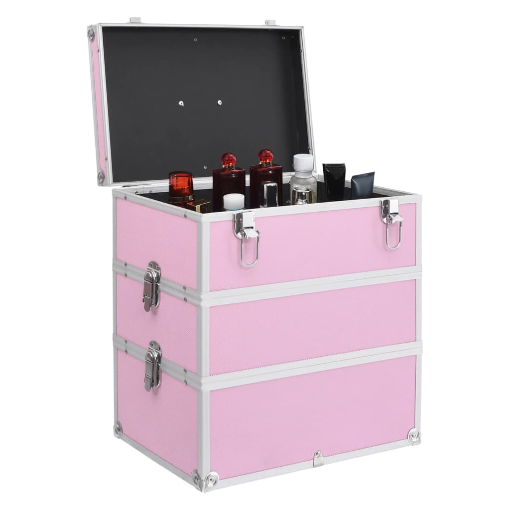 makeup case, 37 x 24 x 40 cm, pink, aluminum