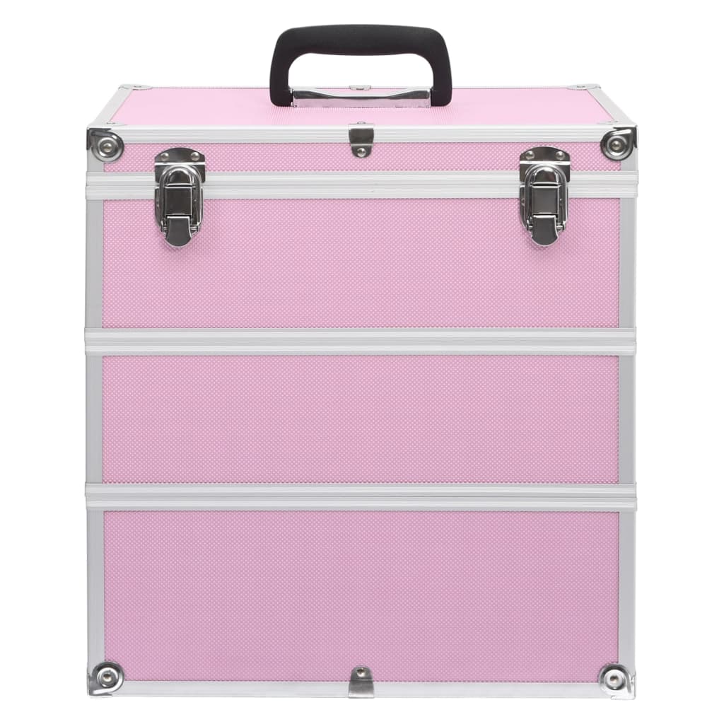 makeup case, 37 x 24 x 40 cm, pink, aluminum