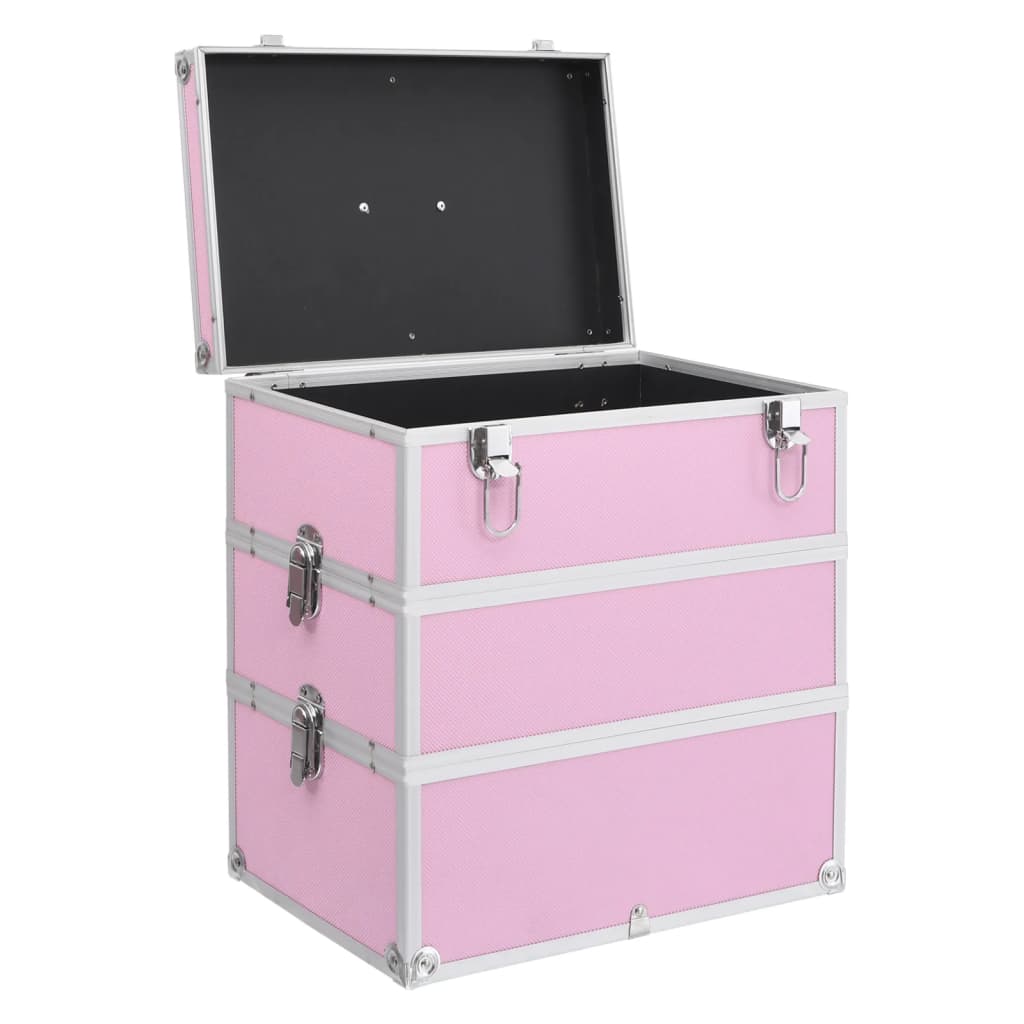 makeup case, 37 x 24 x 40 cm, pink, aluminum