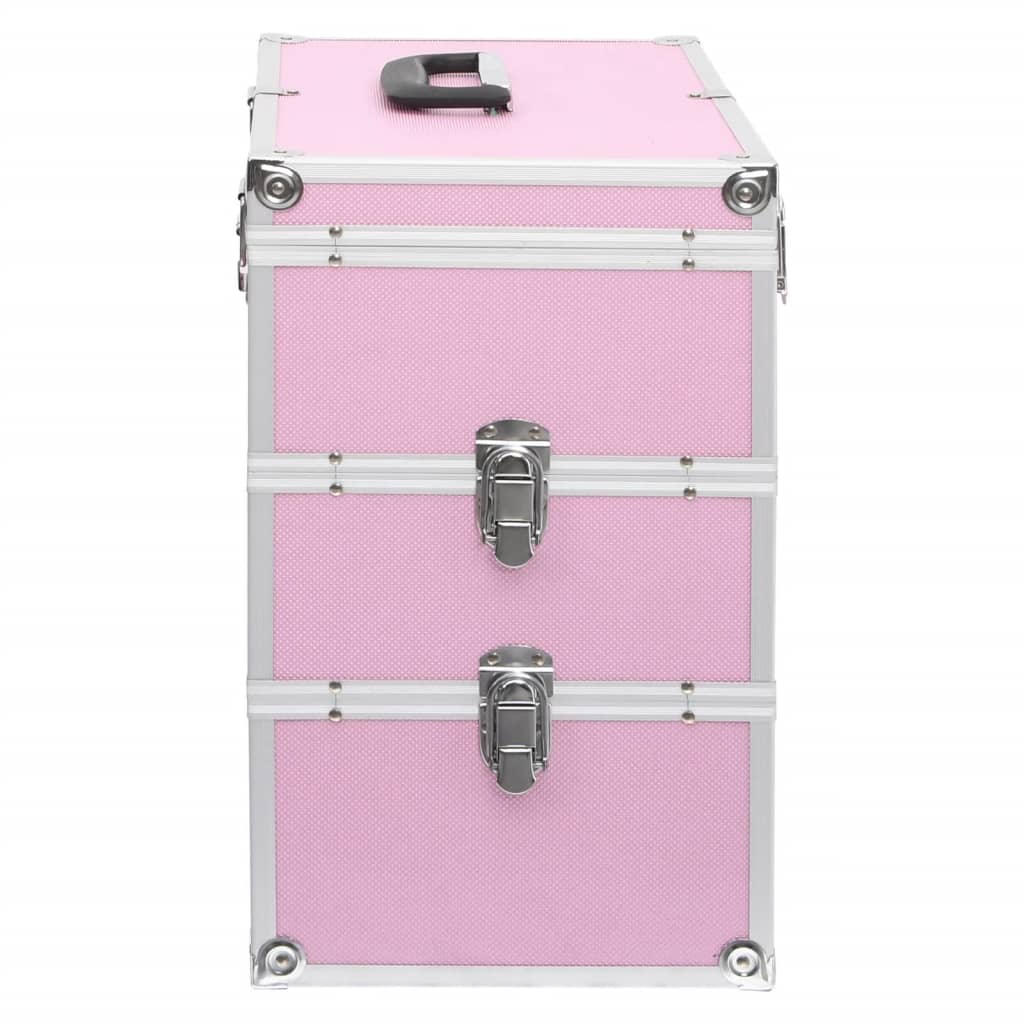 makeup case, 37 x 24 x 40 cm, pink, aluminum