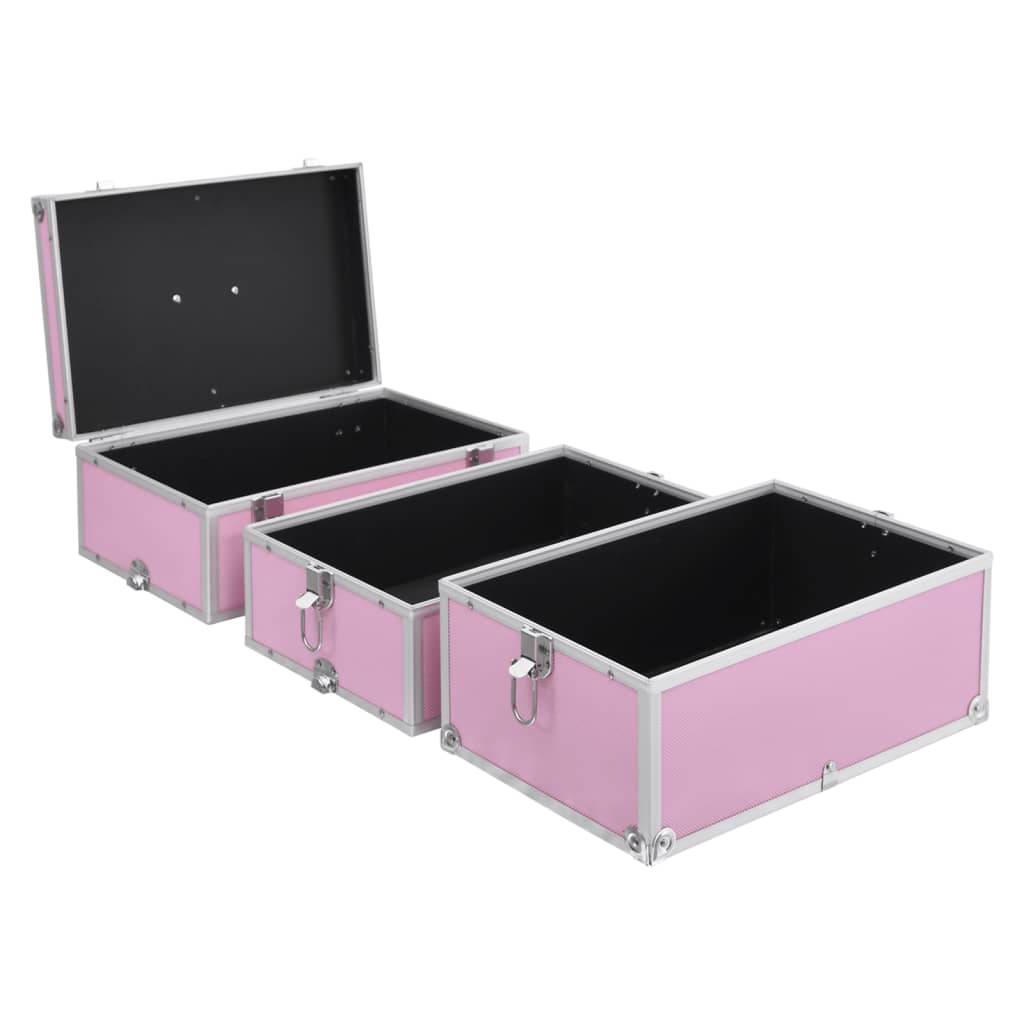 makeup case, 37 x 24 x 40 cm, pink, aluminum