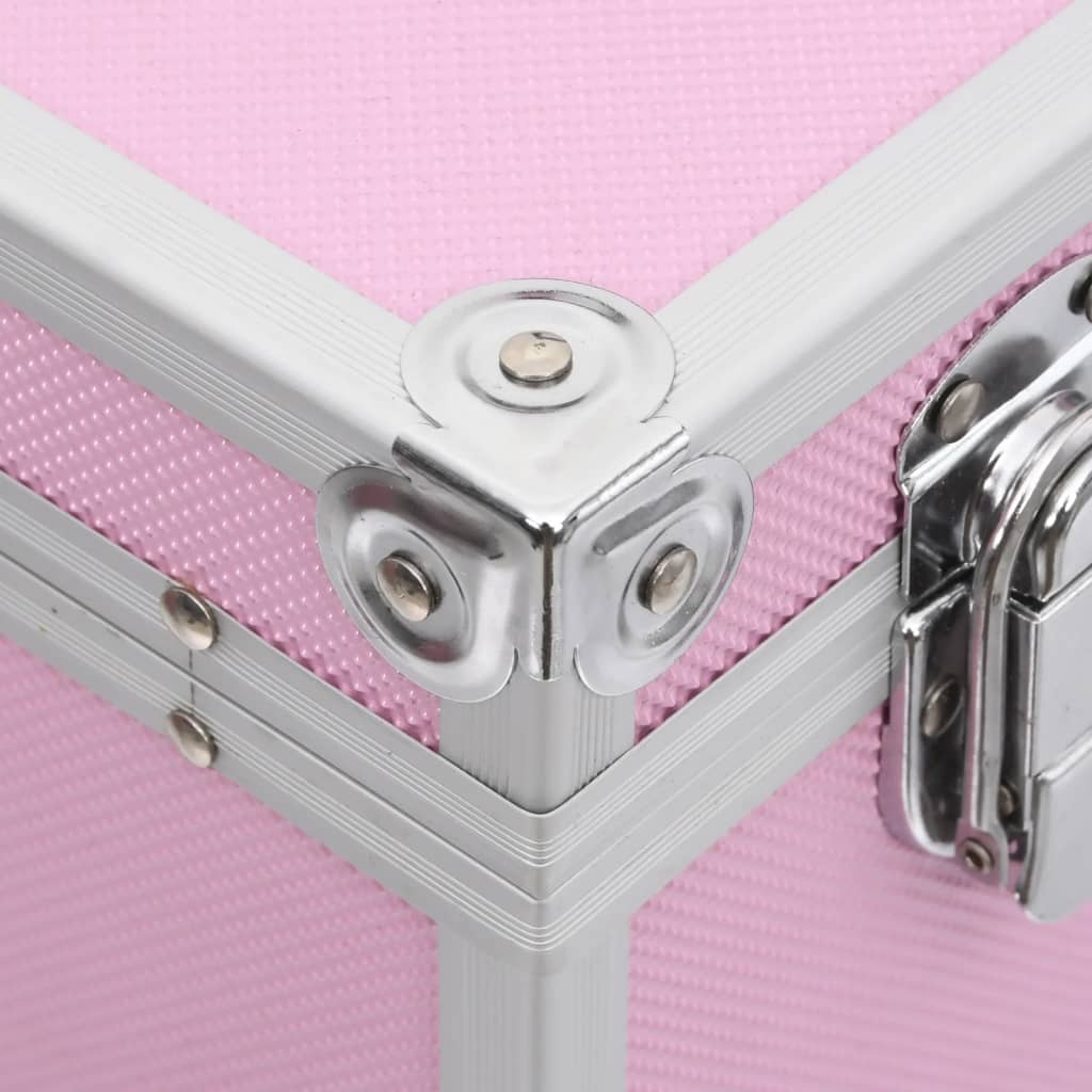 makeup case, 37 x 24 x 40 cm, pink, aluminum