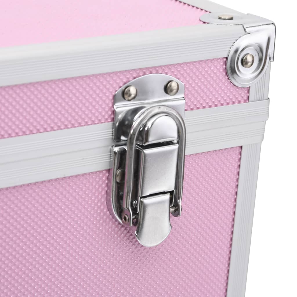 makeup case, 37 x 24 x 40 cm, pink, aluminum