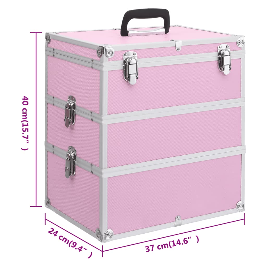 makeup case, 37 x 24 x 40 cm, pink, aluminum