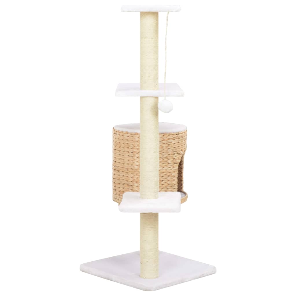 Cat house with sisal rope scratching post, seagrass