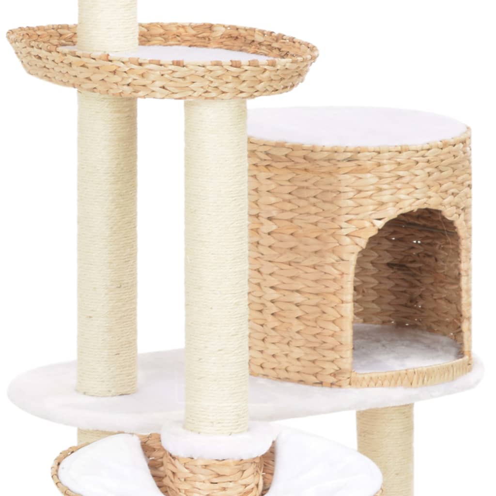 Cat house with sisal rope scratching post, seagrass