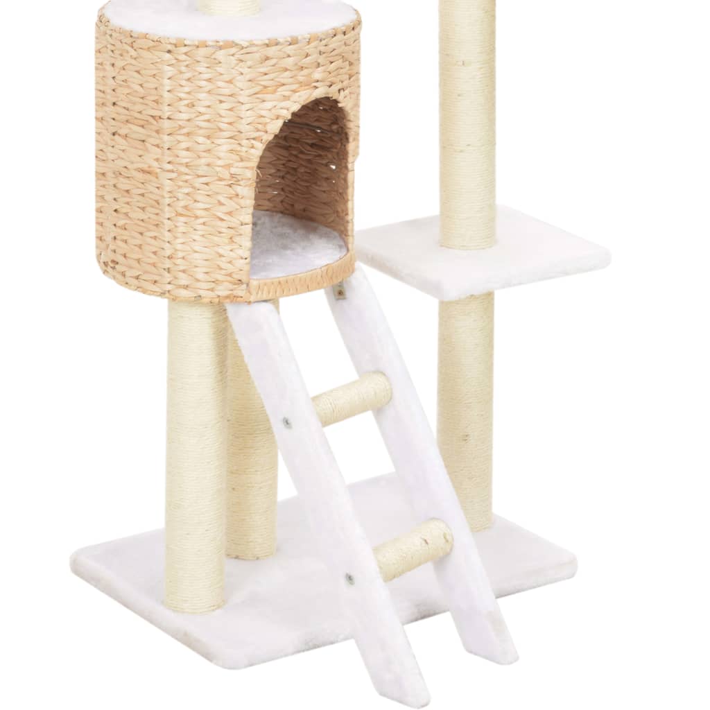 Cat house with sisal rope scratching post, seagrass