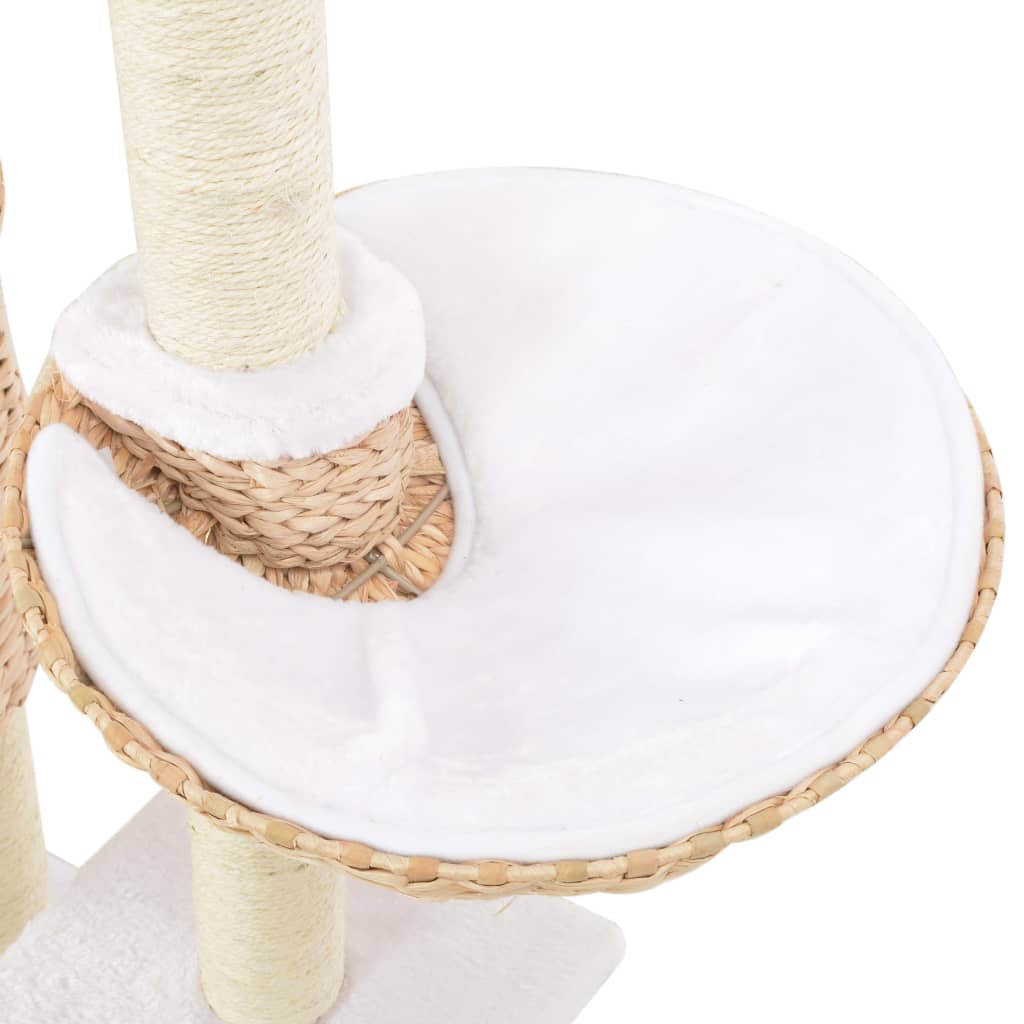 Cat house with sisal rope scratching post, seagrass